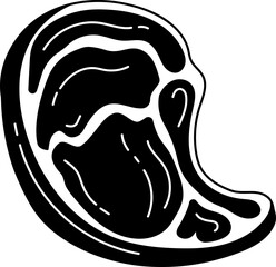 Solid line icon of a raw pork chop, perfect for butcher, food apps, and menu illustrations.