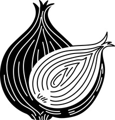 Solid line icon of shallots, perfect for ingredients, food design, or kitchen illustrations.