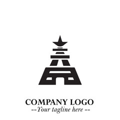 Tower Logo Symbol in Black on the White Background with Simple Modern Architecture Design