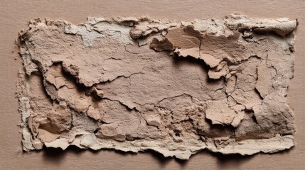 Fototapeta premium Close Up of Cracked Beige Wall Texture Showing Damage and Wear in a Studio Shot for Backgrounds and Design Elements