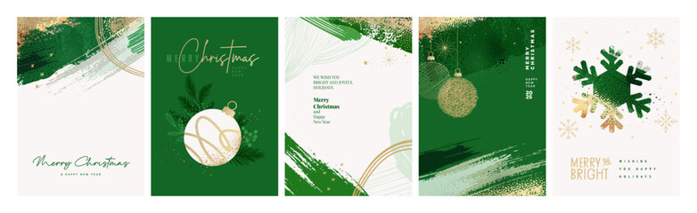 Fototapeta na wymiar Merry Christmas and Happy New Year. Modern abstract vector illustrations for holiday greeting card, website and social media banner, marketing material.