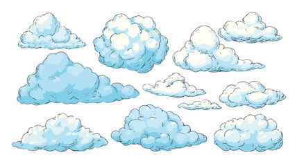 Professional Cartoon Style Cloud Icon Set Vector Illustration for Creative Designs