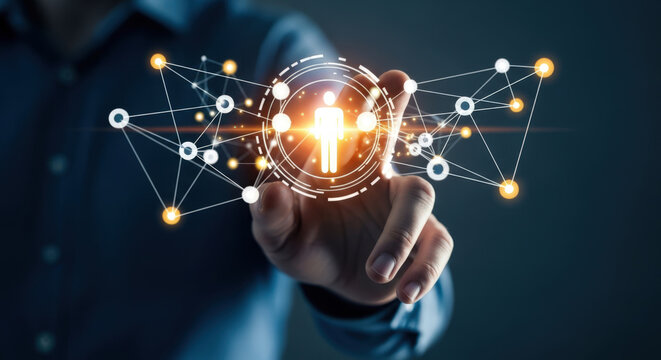 Futuristic Human Connection Network Technology Digital Interface.