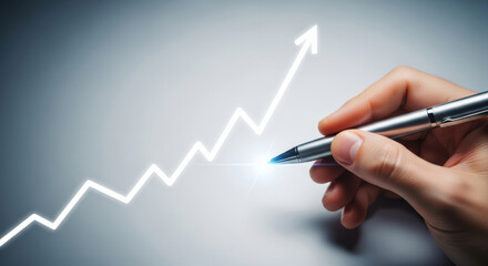 Hand Drawing Upward Trend Arrow Graph.