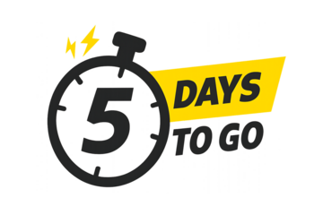 Countdown timer showing five days left until an event or sale