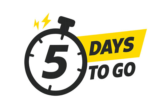 Countdown timer showing five days left until an event or sale