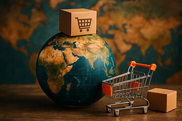 Global shopping and international trade concept.
