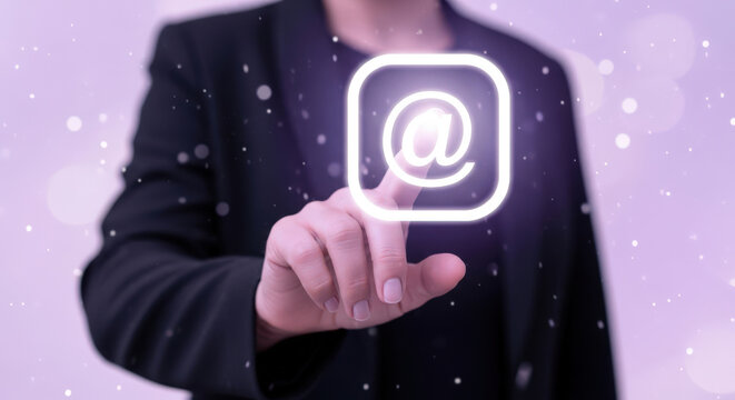 Person Touching Digital Email Icon on Screen.