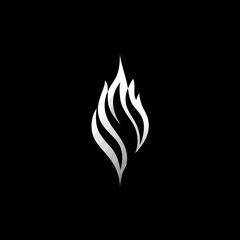Abstract flame symbol against black background suitable for various applications