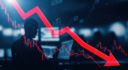 Red Arrow Downward Trend Stock Market Decline.