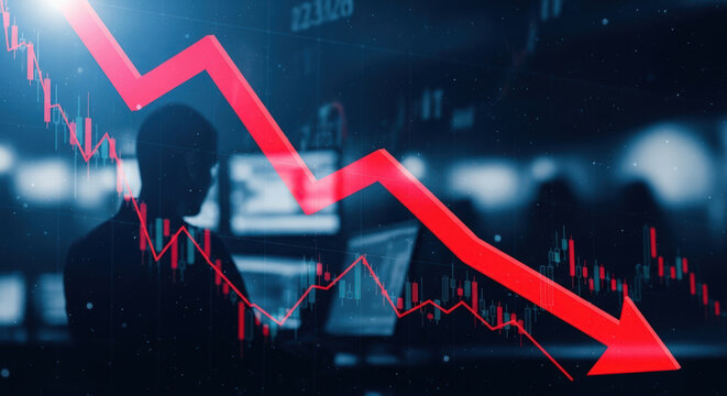 Red Arrow Downward Trend Stock Market Decline.