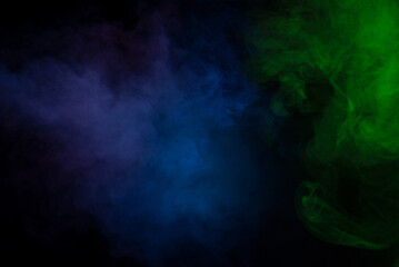 Green and pink steam on a black background.