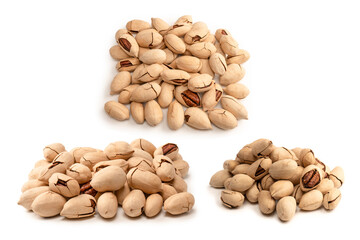 Pecan-nut in a shell isolated on white background. Top view.