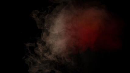 Orange and red steam on a black background.