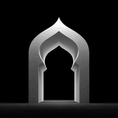 Abstract geometric archway design against black background for conceptual use
