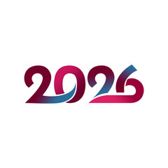 Gradient 2026 Typography Design, Bold Futuristic Vector