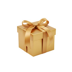 Obraz premium Golden Gift Box Tied With A Satin Ribbon Isolated On A Transparent Background