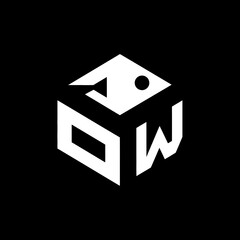 Abstract geometric logo design in white against black background