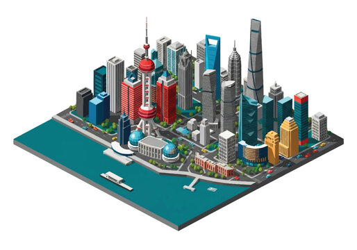 Flat isometric Seoul cityscape with modern tower blocks, hilly skyline, and layered perspective. Solid soft tones, no gradients, clean geometric structure, squared modern composition