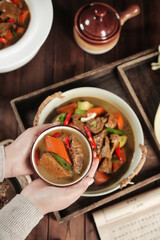 Farmhouse Stewed Duck with Turnip in Iron Pot - Traditional Comfort Food Dishes