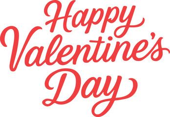 Happy valentine's day elegant red script lettering on white