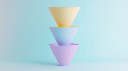 Stacked pastel cones against soft background
