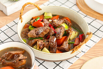 Stewed Goose with Vegetables in Iron Pot - Traditional Farmers Dish Showcase