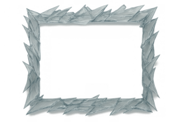 Ice shard frame forming border, frosty crystal effect showing cold winter concept on transparent background