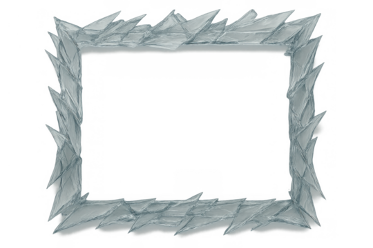 Ice shard frame forming border, frosty crystal effect showing cold winter concept on transparent background