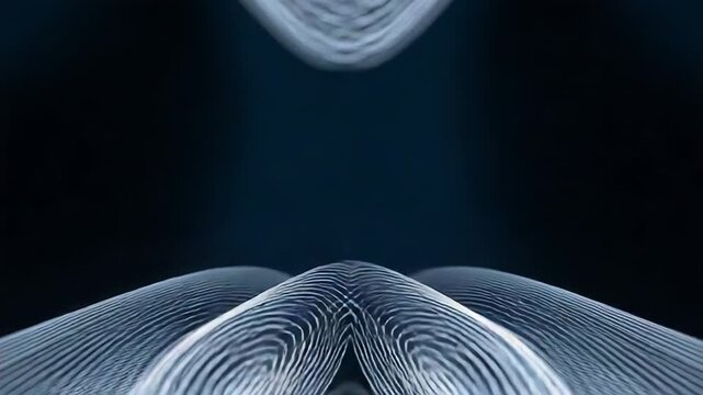 Abstract blue light waves creating futuristic wireframe network
