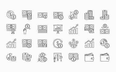 Finance Icon Set – Banking, Savings, and Investment Vector Collection