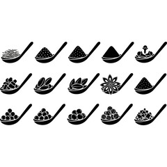 Spice Spoons - A Collection of Culinary Flavors in Black and White.