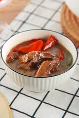 Braised Goose Stew with Carrots in Farmhouse Style Enamel Bowl
