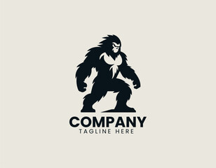 Simple daring angry yeti black vector logo illustration