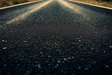 A full frame shot of a grungy asphalt road