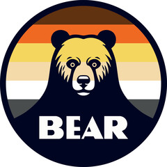 Gay bear brotherhood logo in flag colors (round vector)