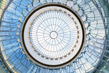Elegant Circular Skylight Reflecting Clear Blue Sky