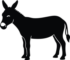 Donkey silhouette vector icon. Farm animal and livestock symbol