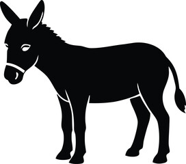 Isolated donkey silhouette. Simple pack animal vector graphic