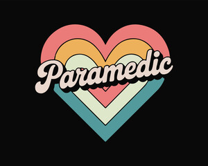 Paramedic text in groovy retro heart graphic for healthcare appreciation