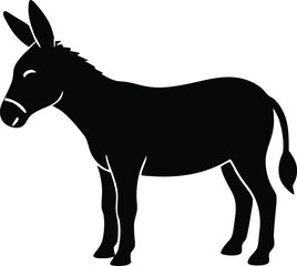 Donkey silhouette vector icon. Farm animal and livestock symbol