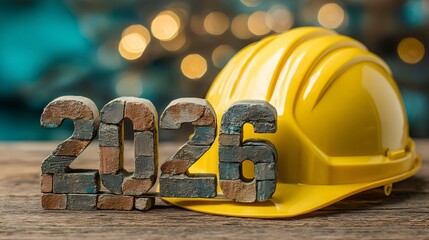 2026 year numbers with construction hard hat