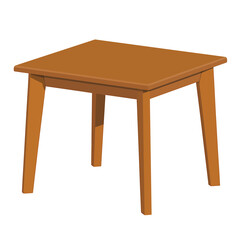 Simple wooden side table with four tapered legs isolated on white