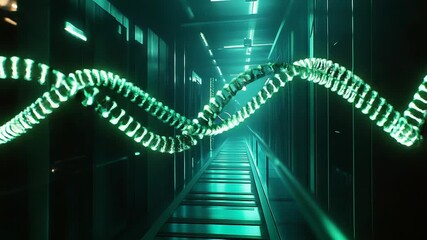 Dna helix connecting genomics laboratory server room - Powered by Adobe