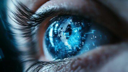 Human eye perceiving global connectivity and digital data - Powered by Adobe