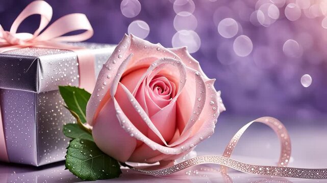 Beautiful pink rose closeup. digital Greeting card for mother's day, 8th of march women's day, birthday, spring-themed campaigns , gardening ads