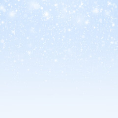 Winter blizzard glow with frosted snowflakes. Cold Christmas background filled with blue shimmer and icy light.