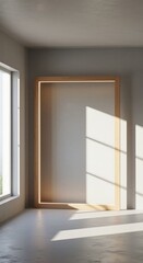 Modern Minimalist Interior with Illuminated Frame and Natural Light Accents for Creative Design Spaces