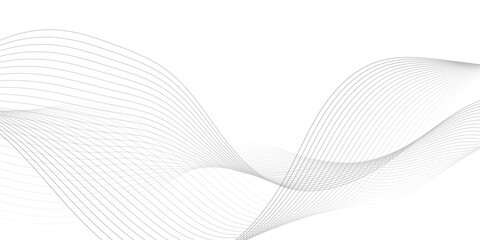 Fototapeta premium White wave curve lines banner background design. Abstract soft wave lines dynamic flowing gray light isolated background. Vector Illustration of the gray pattern of lines. Black stripes on white .