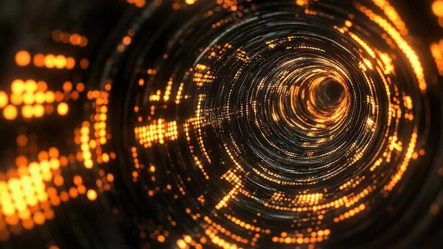 Digital data streaming through futuristic network tunnel